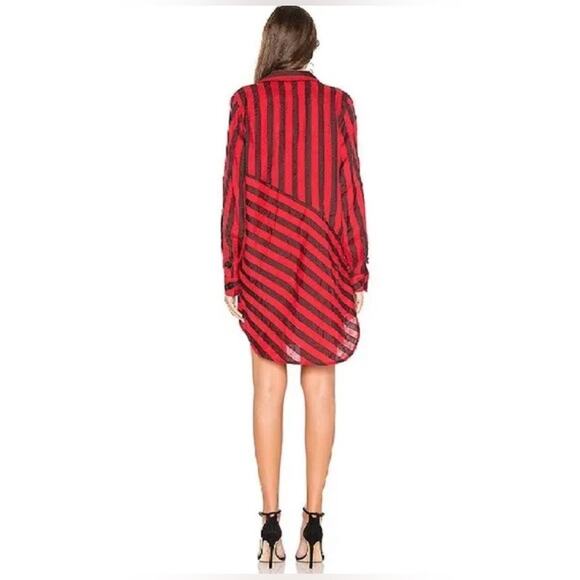 L’ACADEMIE NWT The Laramie Mini Dress Linen Red & Black Striped Size XXS Revolve - Picture 9 of 13